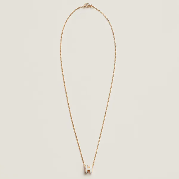 Dây Chuyền Nữ Hermès Mini Pop H Pendant Màu Vàng Mặt Trắng