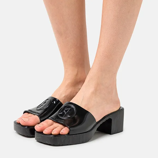 Dép Cao Gót Nữ Karl Lagerfeld Jelly Blok Heel Monogram Slide K4811A099-Q11 Màu Đen Size 35