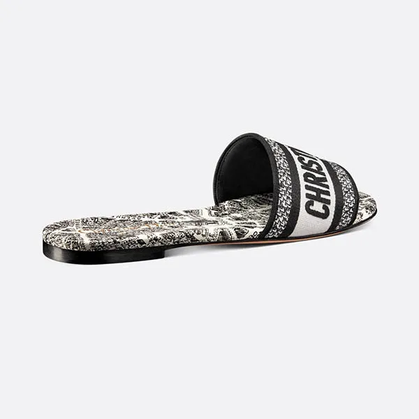 Dép Dior Dway Slide White And Black Embroidered Cotton With Plan De Paris Motif KCQ209KPY70W Màu Đen Trắng Size 35.5 - Dép - Vua Hàng Hiệu