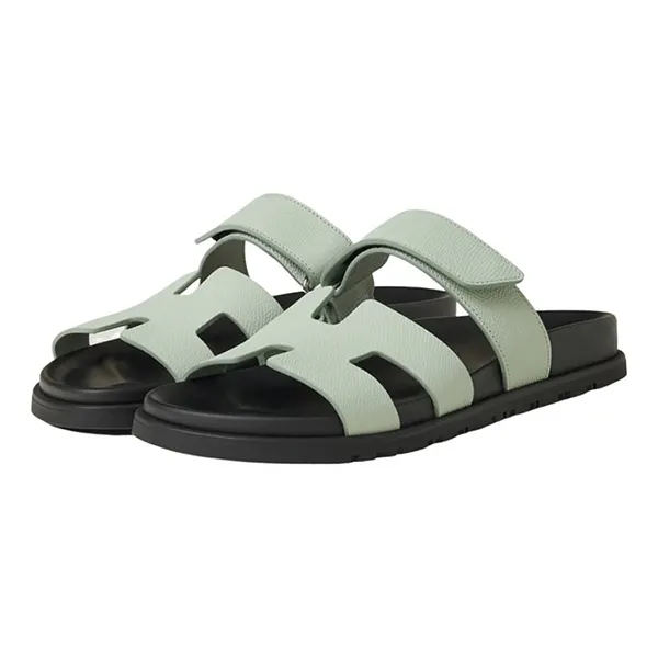 Dép Nữ Hermès Green Chypre Sandals In Vert Jade Epsom Leather Màu Xanh Size 35