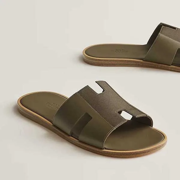 Dép Hermès Izmir Sandal Màu Xanh Nâu