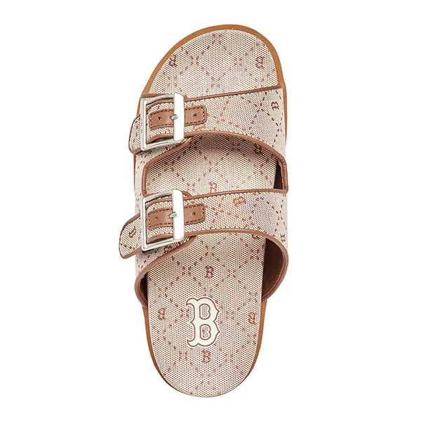Dép MLB Double Slide Jacquard Diamond Monogram Boston Red Sox 3ALPCTM33-43BGS Màu Beige Size 240 - Dép - Vua Hàng Hiệu