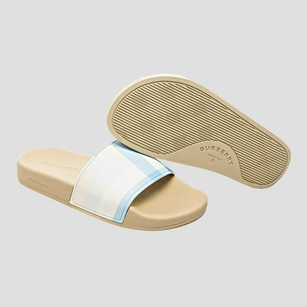 Dép Nam Burberry Beige With Synthetic White Leather 8065587 Màu Be
