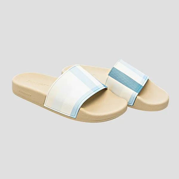 Dép Nam Burberry Beige With Synthetic White Leather 8065587 Màu Be
