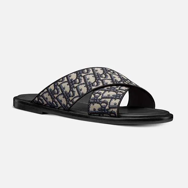 Dép Nam Dior Alias Sandal Beige And Black Oblique Jacquard 3SA126ZSA_H961 Màu Đen Be - Dép - Vua Hàng Hiệu