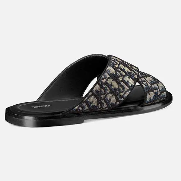Dép Nam Dior Alias Sandal Beige And Black Oblique Jacquard 3SA126ZSA_H961 Màu Đen Be - Dép - Vua Hàng Hiệu