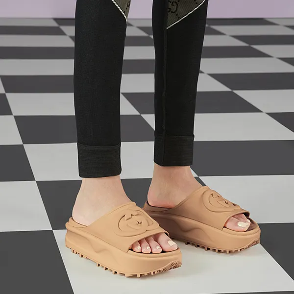 Dép Nữ Gucci Interlocking G Slide Sandal Màu Nâu Camel Size 35 - Dép - Vua Hàng Hiệu