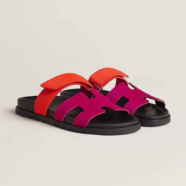 Dép Nữ Hermès Chypre Sandal Màu Hồng Cam