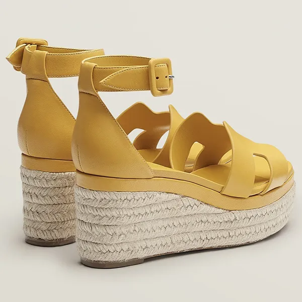 Dép Sandal Nữ Hermès Elda espadrille Màu Vàng Size 37 - Dép - Vua Hàng Hiệu