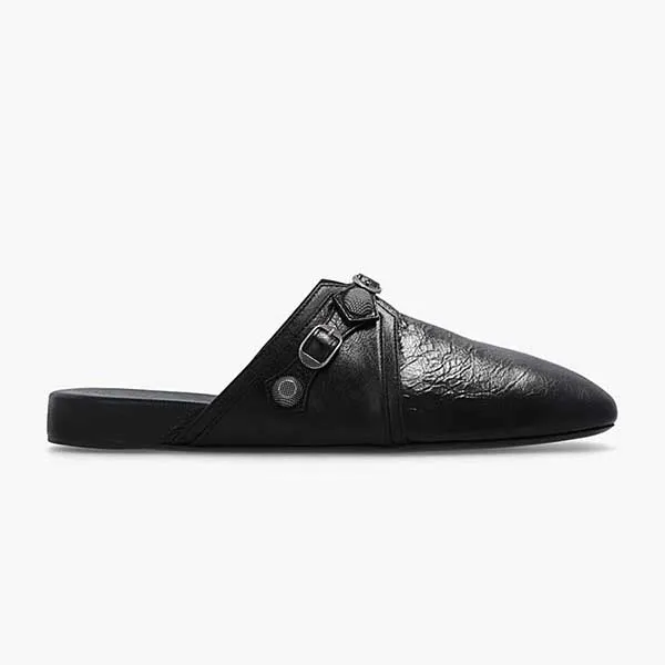 Dép Sục Nam Balenciaga Black Cosy Cagole Leather Slides 716613 WAD4E-1008 Màu Đen - Dép - Vua Hàng Hiệu