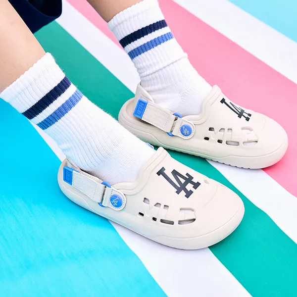 Dép Sục Trẻ Em MLB Clog Chunky Bouncer LA Dodgers 7ASDB0633-07NBL Màu Be
