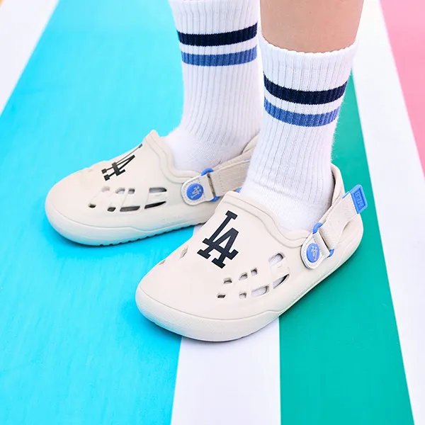 Dép Sục Trẻ Em MLB Clog Chunky Bouncer LA Dodgers 7ASDB0633-07NBL Màu Be