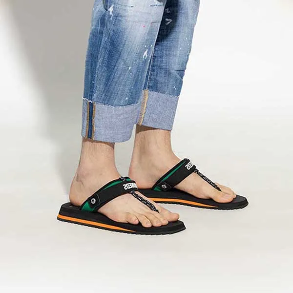 Dép Xỏ Ngón Nam Dsquared2 Black Flip-Flops With Logo FSM0064 16501805-M415 Màu Đen Xanh
