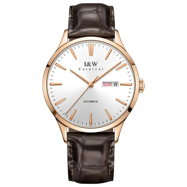 Đồng Hồ Nam I&W Carnival 509G1 Màu Nâu Trắng