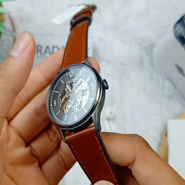 Đồng Hồ Nam Fossil Forrester Automatic Amber Leather Watch ME3178 Màu Nâu Đen - 4