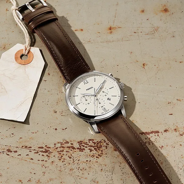 Đồng Hồ Nam Fossil Neutra Chronograph Brown Leather Watch FS5380 Màu Nâu Kem