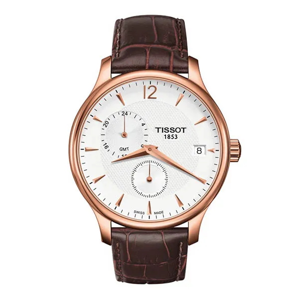 Đồng Hồ Nam Tissot Tradition GMT T063.639.36.037.00 Màu Nâu