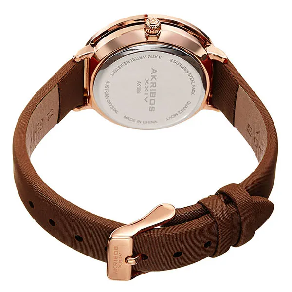 Đồng Hồ Nữ Akribos XXIV Women's AK1093 Quartz Swarovski Mother-Of-Pearl Satin Strap Watch Màu Nâu - Đồng hồ - Vua Hàng Hiệu
