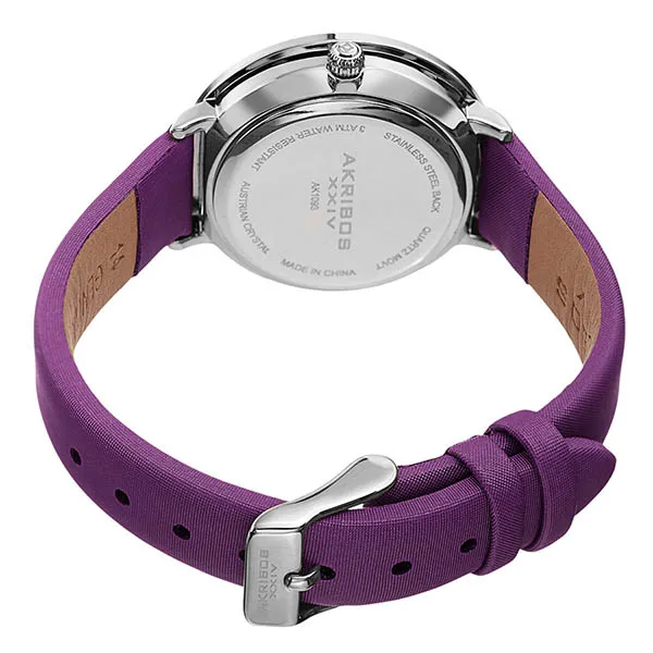 Đồng Hồ Nữ Akribos XXIV Women's AK1093 Quartz Swarovski Mother-Of-Pearl Satin Strap Watch Màu Tím