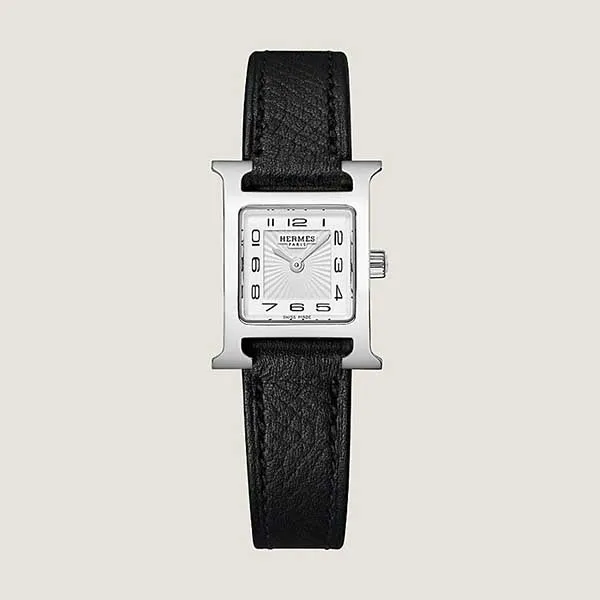 Đồng Hồ Nữ Hermès Heure H Watch Mini Model 21mm Màu Đen Bạc