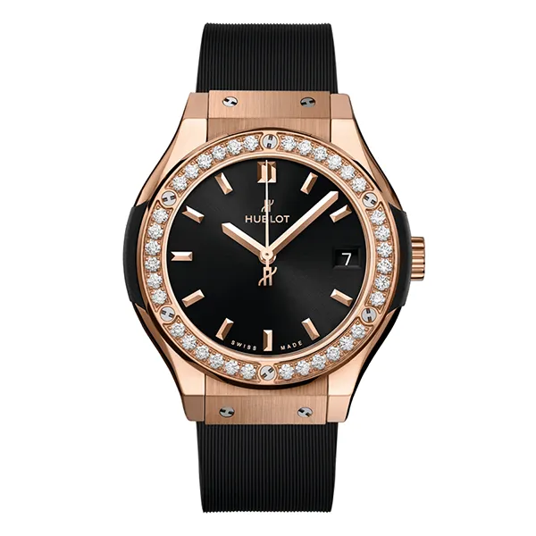 Đồng Hồ Nữ Hublot Classic Fusion King Gold Diamonds 33mm 581.OX.1480.RX.1104 Màu Đen Vàng