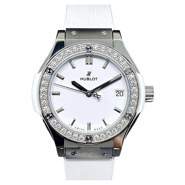 Đồng Hồ Nữ Hublot Classic Fusion White Titanium Diamonds 33mm 581.NE.2010.RW.1204 Màu Trắng
