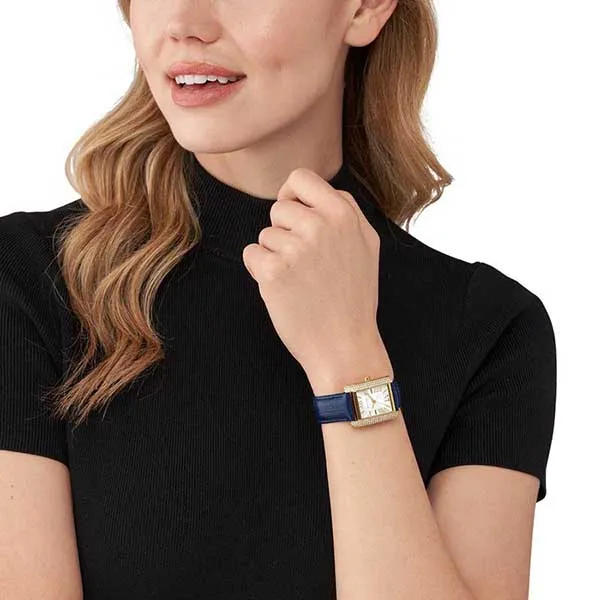 Đồng Hồ Nữ Michael Kors Emery Croco Leather MK2982 Màu Xanh Vàng