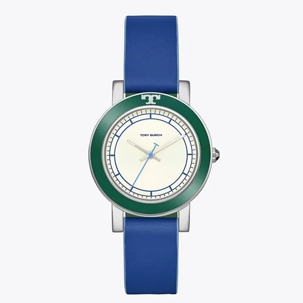 Đồng Hồ Nữ Tory Burch Ellsworth Leather Strap Watch TBW6003 Màu Xanh