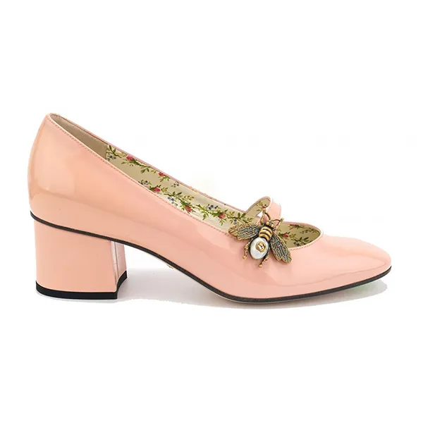 Giày Cao Gót Gucci Pink Patent Leather Lois Bee Màu Hồng