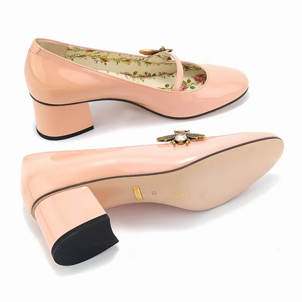 Giày Cao Gót Gucci Pink Patent Leather Lois Bee Màu Hồng