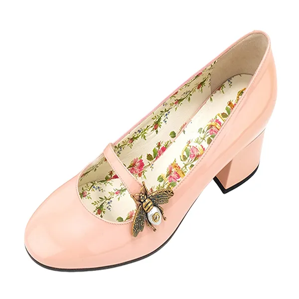 Giày Cao Gót Gucci Pink Patent Leather Lois Bee Màu Hồng