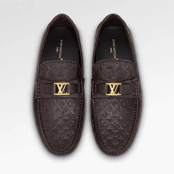 Giày Lười Nam Louis Vuitton LV Hockenheim Mocassin Màu Nâu