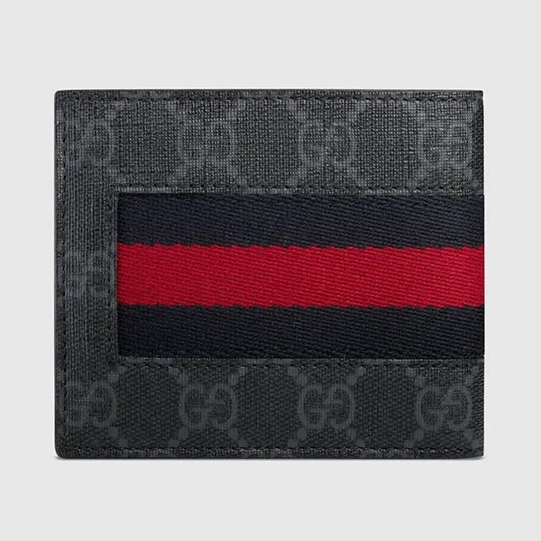Ví Nam Gucci GG Supreme Web Wallet 408827 KHN4N 1095 Màu Xám Đen - Túi xách - Vua Hàng Hiệu