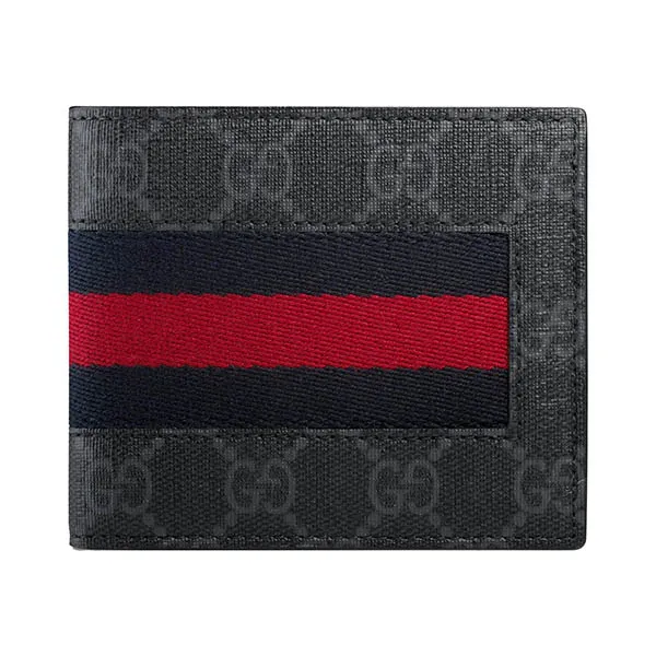 Ví Nam Gucci GG Supreme Web Wallet 408827 KHN4N 1095 Màu Xám Đen - Túi xách - Vua Hàng Hiệu