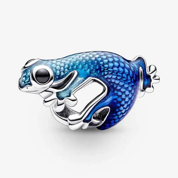 Hạt Vòng Charm Nữ Pandora Metallic Blue Gecko 792701C01 Màu Xanh Bạc