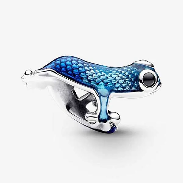 Hạt Vòng Charm Nữ Pandora Metallic Blue Gecko 792701C01 Màu Xanh Bạc