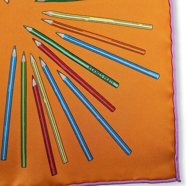 Khăn Lụa Nữ Hermès A Vos Crayons By Leigh Cooke Scarf 45 Màu Vàng