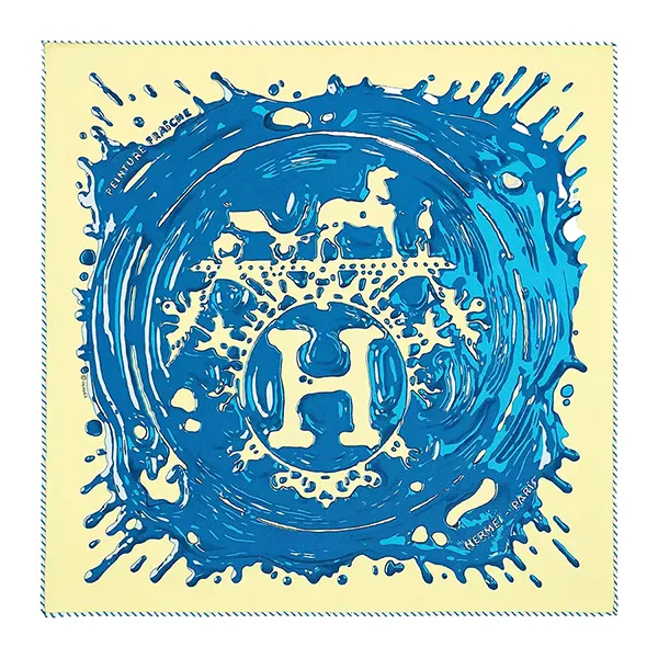 Khăn Lụa Nữ Hermès Peinture Fraiche Scarf 45 Màu Xanh Vàng