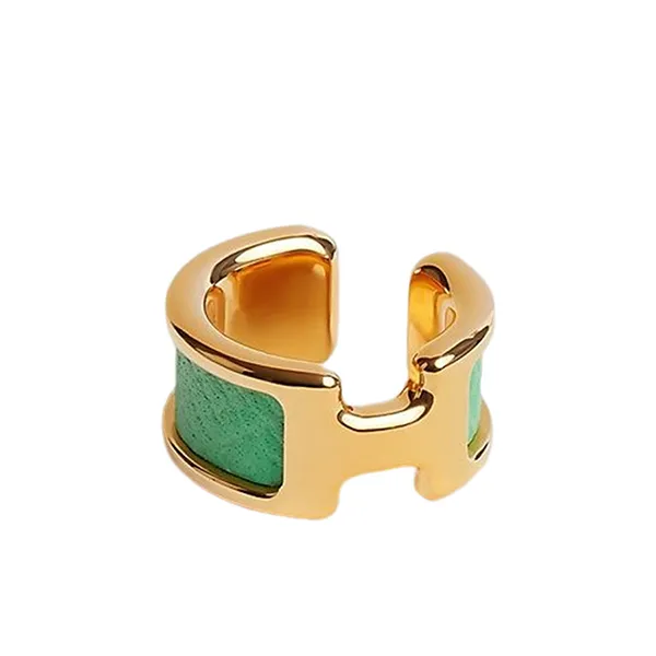Khuyên Tai Nữ Hermès Olympe Ear Cuff, Small Model Vert Comics Màu Vàng Gold - Xanh