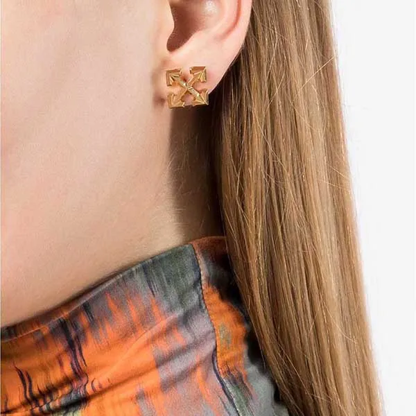 Khuyên Tai Nữ Off-White Mini Arrows Motif Earrings In Gold Màu Vàng - Trang sức - Vua Hàng Hiệu