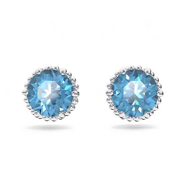 Khuyên Tai Nữ Swarovski Birthstone Stud Earrings Round Cut, December Rhodium Plated 5615518 Màu Xanh Blue - Trang sức - Vua Hàng Hiệu