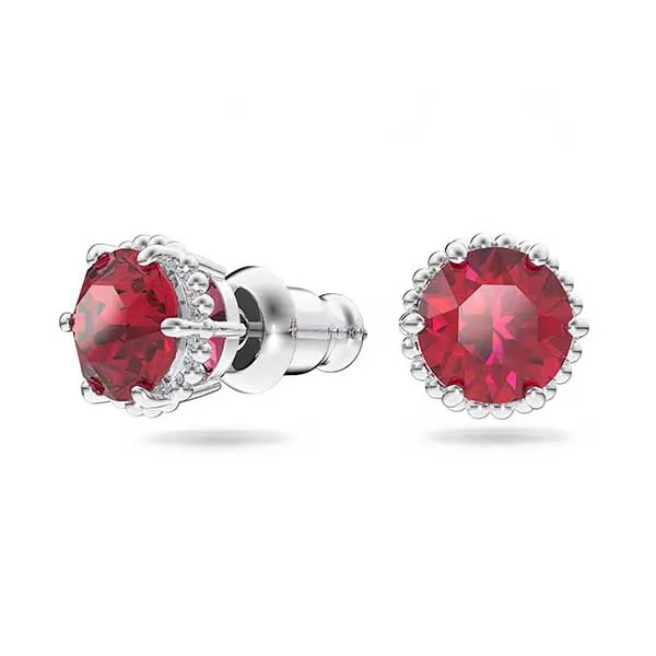 Khuyên Tai Nữ Swarovski Birthstone Stud Earrings Round Cut, July, Red, Rhodium Plated 5615515 Màu Đỏ Đậm