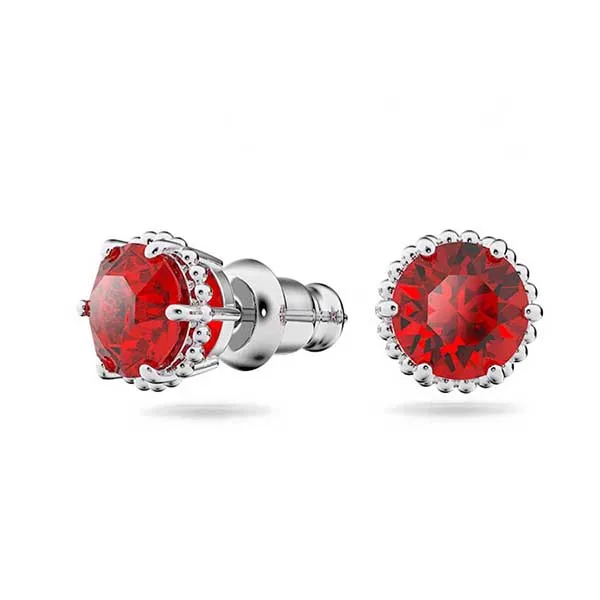 Khuyên Tai Nữ Swarovski Birthstone Stud Earrings Round Cut, July, Red, Rhodium Plated 5615516 Màu Đỏ