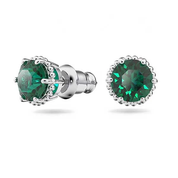 Khuyên Tai Nữ Swarovski Birthstone Stud Earrings Round Cut, May, Green, Rhodium Plated 5615511 Màu Xanh Lá