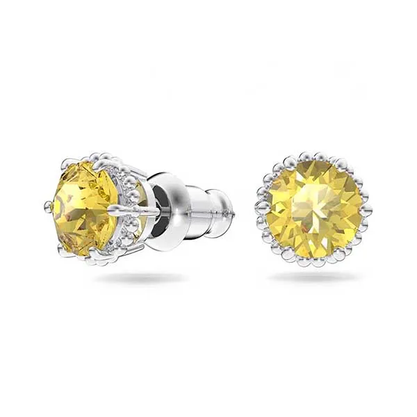 Khuyên Tai Nữ Swarovski Birthstone Stud Earrings Round Cut, November, Yellow, Rhodium Plated 5615531 Màu Vàng