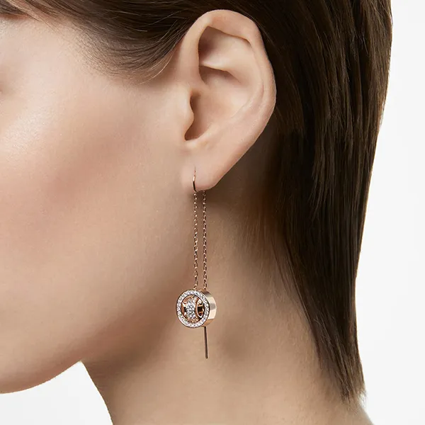 Khuyên Tai Nữ Swarovski Hollow Drop Earrings Long, White, Rose Gold-Tone Plated 5636504 Màu Vàng Hồng