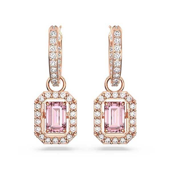 Khuyên Tai Nữ Swarovski Millenia Drop Earrings Octagon Cut, Pink, Gold-Tone Plated 5649474 Màu Vàng Hồng - 4
