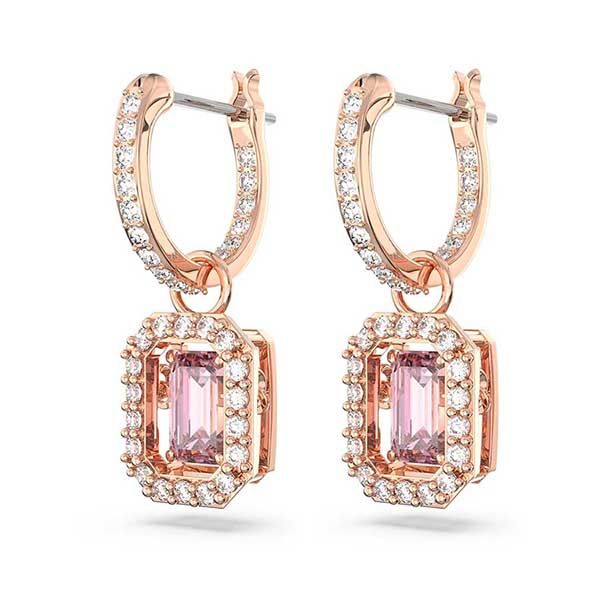 Khuyên Tai Nữ Swarovski Millenia Drop Earrings Octagon Cut, Pink, Gold-Tone Plated 5649474 Màu Vàng Hồng - 3