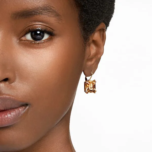 Khuyên Tai Nữ Swarovski Millenia Drop Earrings Square Cut, Brown, Gold-Tone Plated 5619494 Màu Nâu Vàng