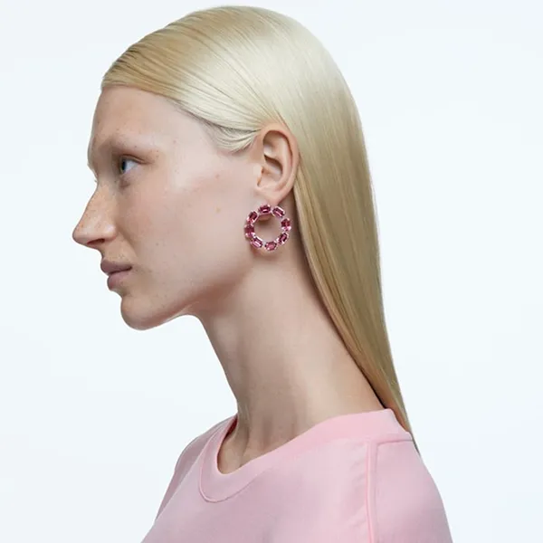 Khuyên Tai Nữ Swarovski Millenia Hoop Earrings Octagon Cut, Pink, Rhodium Plated 5614296 Màu Hồng - Trang sức - Vua Hàng Hiệu